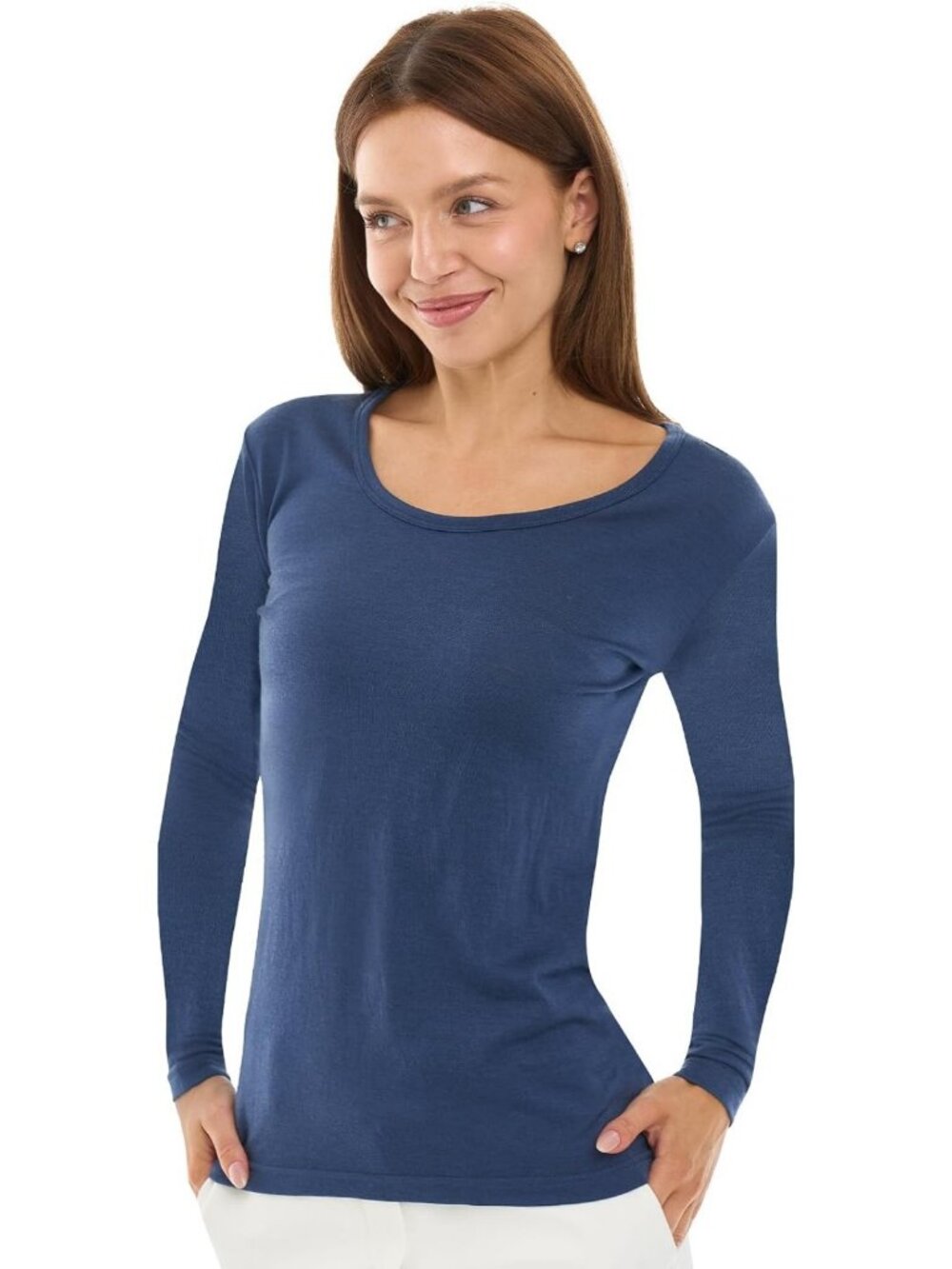 100% Merino Wool Thermal Base Layer Shirt for Women - Long Sleeve Underscrub